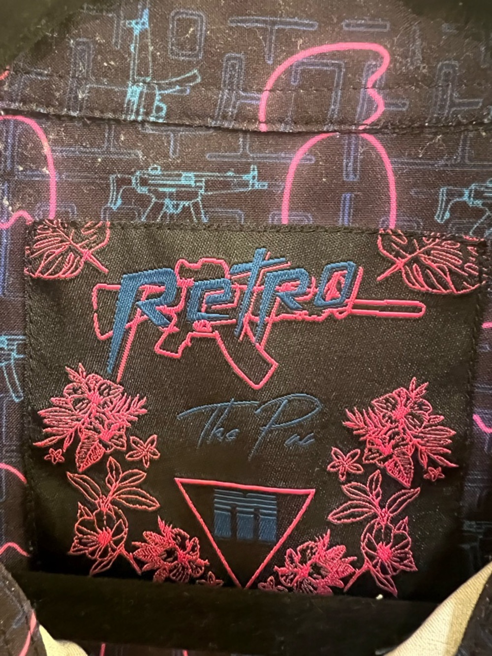 Retro Rifle Pac Man Button Down Shirt - Picture 3 of 3